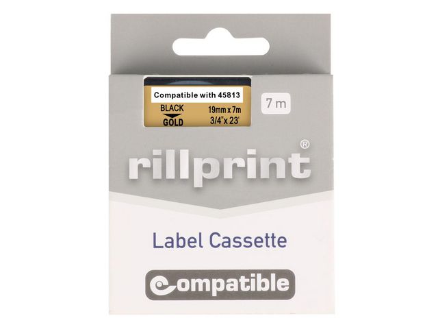 Tape 19mm svart på guld